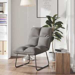 Imagine vidaXL Scaun de agrement cu cadru metalic, gri deschis, catifea