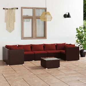 Imagine vidaXL Set mobilier de grădină cu perne, 8 piese, maro, poliratan