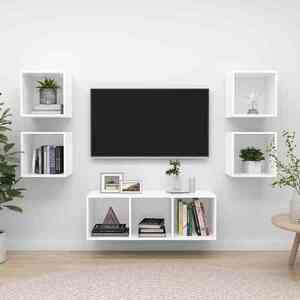 Imagine vidaXL Set de dulapuri TV, 5 piese, alb, lemn prelucrat
