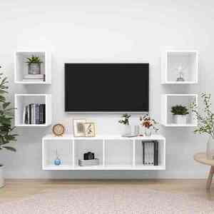 Imagine vidaXL Set de dulapuri TV, 5 piese, alb, lemn prelucrat