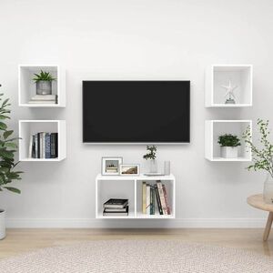 Imagine vidaXL Set de dulapuri TV, 5 piese, alb, lemn prelucrat