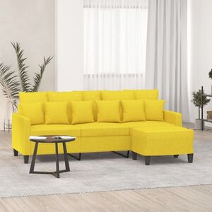 Imagine vidaXL Canapea cu 3 locuri și taburet, galben deschis, 180 cm, textil