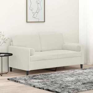 Imagine vidaXL Canapea cu 2 locuri cu pernuțe, crem, 140 cm, catifea