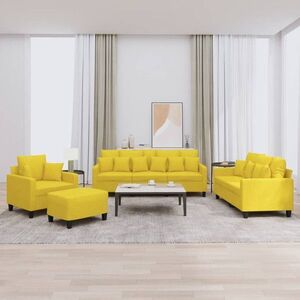 Imagine vidaXL Set de canapele cu perne, 4 piese, galben deschis, textil