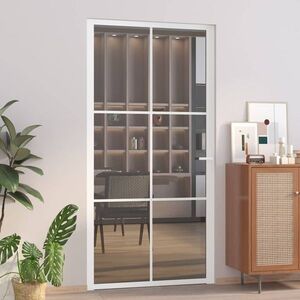 Imagine vidaXL Ușă de interior, 102, 5x201, 5 cm, alb, sticlă ESG și aluminiu