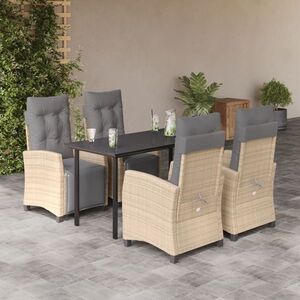 Imagine vidaXL Set mobilier pentru grădină, 5 piese, cu perne, bej, poliratan