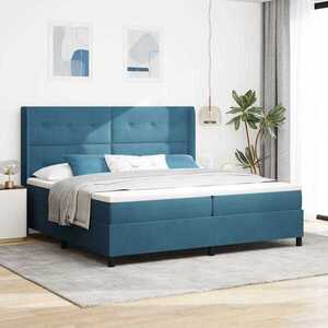 Imagine vidaXL Pat cu arcuri cu headboard albastru 100 x 200 cm Catifea