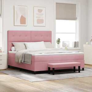 Imagine vidaXL Pat cu arcuri cu headboard Roz 200 x 180 cm Catifea