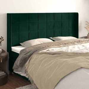 Imagine vidaXL Tăblie pat cu aripioare verde închis 183x16x118/128 cm catifea