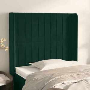 Imagine vidaXL Tăblie pat cu aripioare verde închis 103x16x118/128 cm catifea