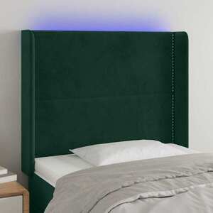 Imagine vidaXL Tăblie de pat cu LED, verde închis, 103x16x118/128 cm, catifea