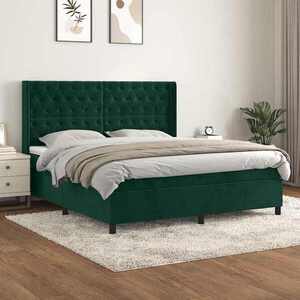 Imagine vidaXL Pat box spring cu saltea, verde închis, 160x200 cm, catifea