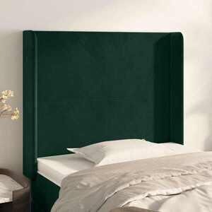 Imagine vidaXL Tăblie pat cu aripioare verde închis 103x16x118/128 cm catifea