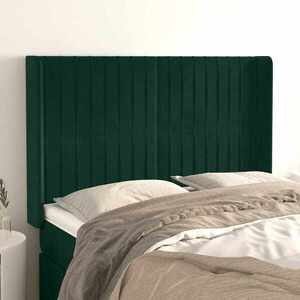 Imagine vidaXL Tăblie pat cu aripioare verde închis 147x16x118/128 cm catifea