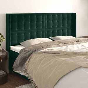 Imagine vidaXL Tăblie pat cu aripioare verde închis 183x16x118/128 cm catifea