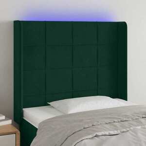 Imagine vidaXL Tăblie de pat cu LED, verde închis, 93x16x118/128cm, catifea