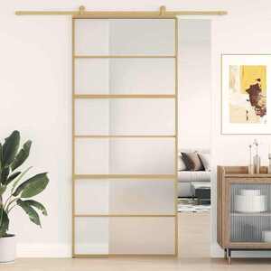 Imagine vidaXL Ușă glisantă, auriu, 90x205 cm, sticlă ESG mată și aluminiu