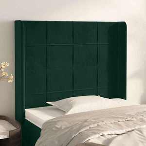 Imagine vidaXL Tăblie pat cu aripioare verde închis 103x16x118/128 cm catifea