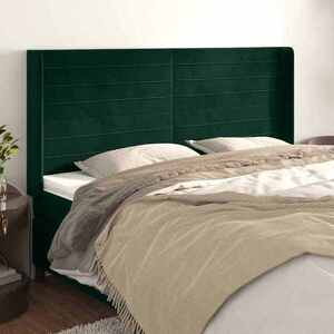 Imagine vidaXL Tăblie pat cu aripioare verde închis 183x16x118/128 cm catifea