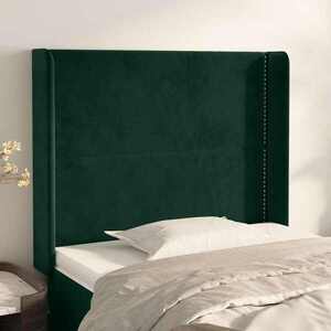 Imagine vidaXL Tăblie pat cu aripioare verde închis 103x16x118/128 cm catifea