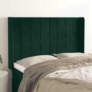 Imagine vidaXL Tăblie pat cu aripioare verde închis 147x16x118/128 cm catifea