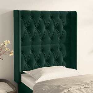 Imagine vidaXL Tăblie pat cu aripioare verde închis 83x16x118/128 cm catifea