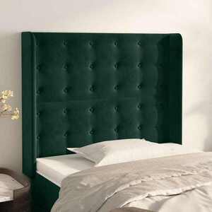 Imagine vidaXL Tăblie pat cu aripioare verde închis 103x16x118/128 cm catifea