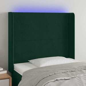 Imagine vidaXL Tăblie de pat cu LED, verde închis, 93x16x118/128cm, catifea