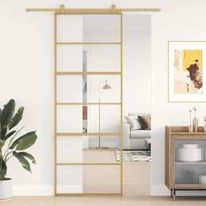 Imagine vidaXL Ușă glisantă auriu 76x205 cm sticlă ESG transparentă/aluminiu