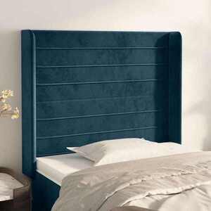 Imagine vidaXL Tăblie pat cu aripioare albastru închis 83x16x118/128cm catifea