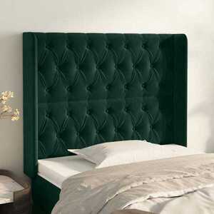 Imagine vidaXL Tăblie pat cu aripioare verde închis 93x16x118/128 cm catifea