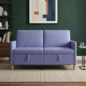 Imagine vidaXL Sofa cu Spațiu de Depozitare Albastru Jeans 152 x 78 x 87 cm
