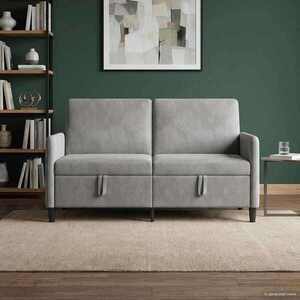 Imagine vidaXL Sofa cu Spațiu de Depozitare Gri deschis 152 x 78 x 87 cm