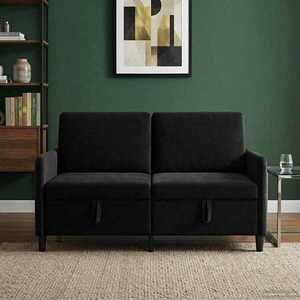 Imagine vidaXL Sofa cu Spațiu de Depozitare Negru 152 x 78 x 87 cm Poliester