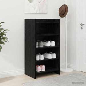 Imagine vidaXL Dulap pentru pantofi cu depozitare Stejar Negru 48 x 36 x 92 cm