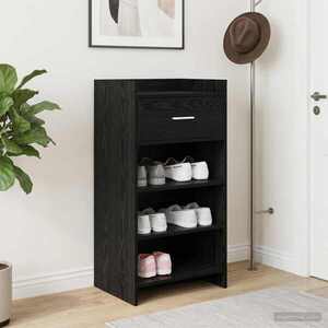 Imagine vidaXL Dulap pentru pantofi cu sertar Stejar Negru 48 x 36 x 92 cm