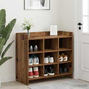 Imagine vidaXL Dulap pentru pantofi cu depozitare Lemn vechi 85 x 39, 5 x 70 cm
