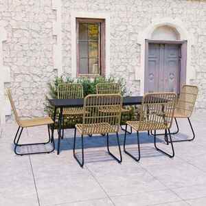 Imagine vidaXL Set mobilier de exterior, 7 piese, poliratan și sticlă