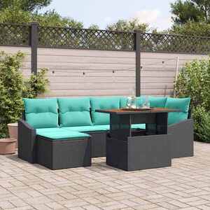 Imagine vidaXL Set de canapele pentru grădină 7 buc. Negru și Teal