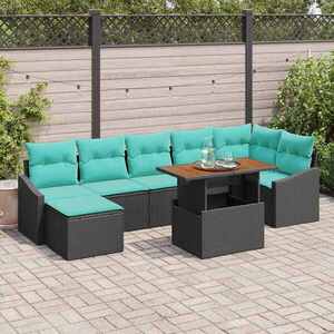 Imagine vidaXL Set de canapele pentru grădină 8 buc. Negru și Teal