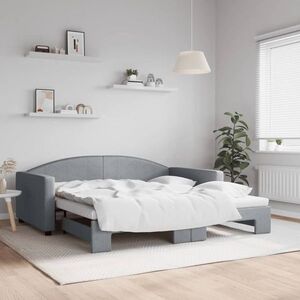 Imagine vidaXL Pat de zi cu extensie, gri deschis, 100x190 cm, textil