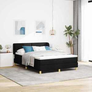 Imagine vidaXL Pat cu arcuri cu headboard Negru 140 x 190 cm țesătură
