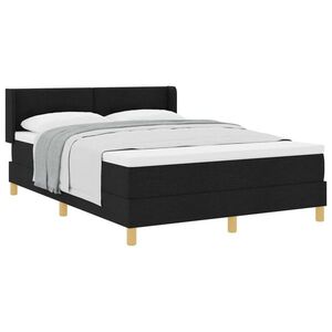 Imagine vidaXL Pat cu arcuri cu headboard Manual Negru 190 x 140 cm țesătură
