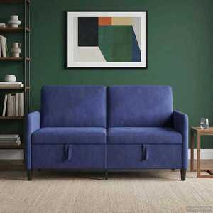Imagine vidaXL Sofa cu Spațiu de Depozitare Albastru Poliție 152 x 78 x 87 cm