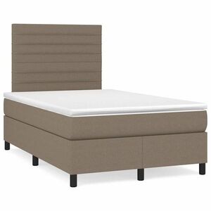 Imagine vidaXL Pat cu arcuri, saltea și LED, gri taupe, 120x190 cm, textil