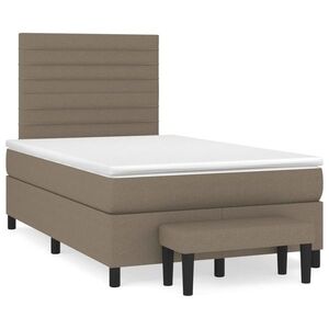 Imagine vidaXL Pat box spring cu saltea, taupe, 120x190 cm material textil