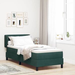 Imagine vidaXL Pat cu arcuri cu headboard Verde închis 80 x 200 cm Catifea