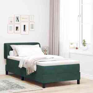 Imagine vidaXL Pat cu arcuri cu headboard Verde închis 90 x 200 cm Catifea