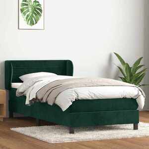Imagine vidaXL Pat box spring cu saltea, verde închis, 80x220 cm, catifea