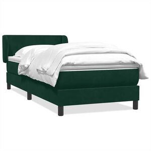 Imagine vidaXL Pat box spring cu saltea, verde închis, 80x220 cm, catifea
